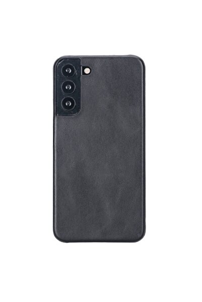 AbbasShop غطاء خلفي جلدي متوافق مع هاتف سامسونج جالاكسي S22 بلس UJ RST1 أسود