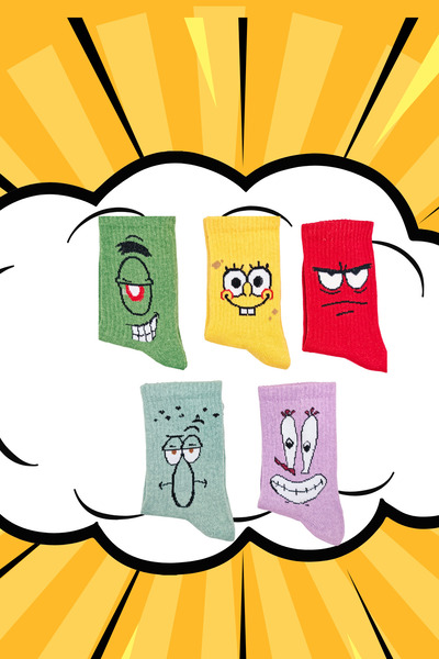 Limon Socks Men's Socks (5 Pairs) Unisex Colorful Washable Model Booties Women's Socks