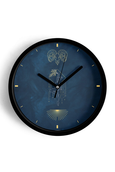 JHAAR ساعة حائط عصرية بتصميم الأبراج - 30 سم - هيكل أسود مع زجاج أمامي - آلية...