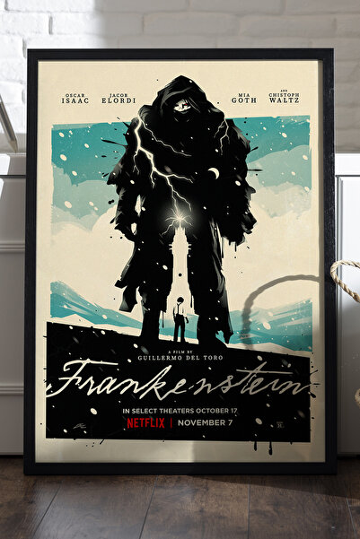 Duvarda Αφίσα Φρανκενστάιν με μαύρο ξύλινο πλαίσιο, ζωγραφική τοίχου ταινιών