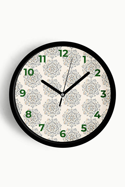 JHAAR Ceas de perete modern cu ilustrație florală în stil Mandala - 42 cm - C...