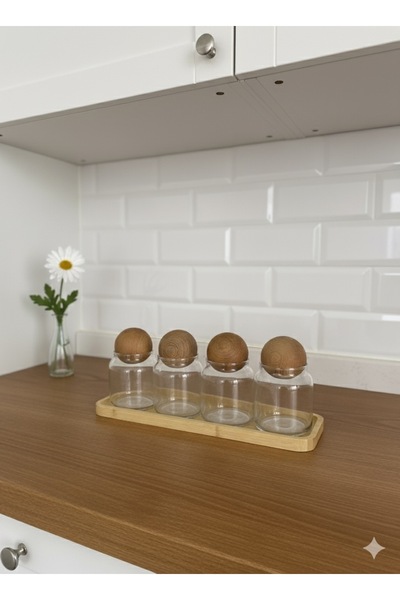 magical dreams 4’lü Top Kapaklı Mini standlı Baharatlık Seti(4adet kaşık Hediye)