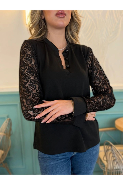 GENCULUS    Women's Long Sleeve Sleeves Lace up Prevailing Neckline Crepe Blouse