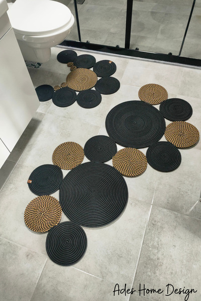 ADES HOME DESİGN Jüt Banyo Paspas, Klozet Önü Paspası, Hediyelik, Çeyizlik, B...