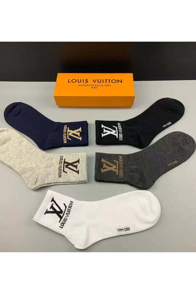 Louis Vuitton || LV Monogram Logo Socks (Pack Of Five)