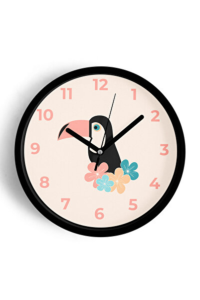 JHAAR Ceas de perete pentru camera copiilor cu pasăre tucan tropicală - 25 cm...