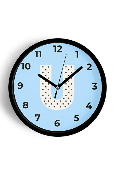 JHAAR ساعة حائط لغرفة الرجال بحرف U - 30 سم - هيكل أسود مع واجهة زجاجية - آلي...