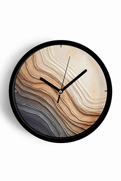 JHAAR Abstract - Bohemian Modern Wall Clock - 25cm - Black Case with Glass Fr...