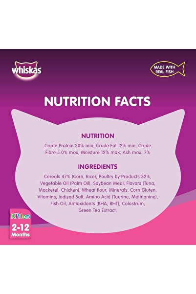 Whiskas Dry Cat Food - Ocean Fish with Milk, 1.1 kg (Mothers & Kittens, Prebiotics & Colostrum)