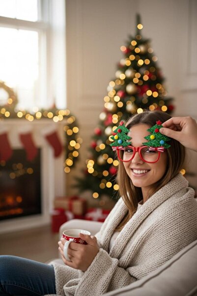 madamina Ochelari de petrecere cu tematică de Crăciun cu brad strălucitor – O...