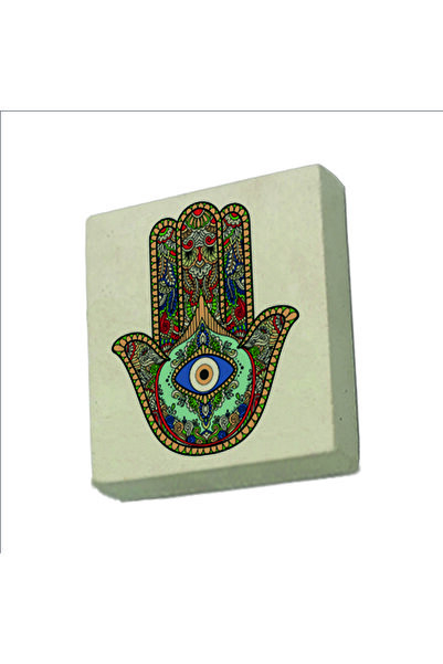 Souvenest مغناطيس حجر طبيعي مطرز على شكل يد فاطمة B مطبوع مقاس 5سم × 5سم |   ...