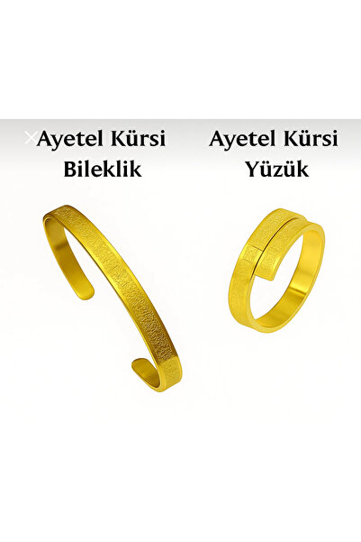 VENTİ VENTİSCA Ayetel Kürsi Bracelet Ayetel Kürsi Ring Adjustable Stainless S...