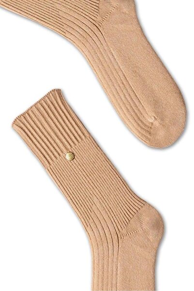 BONY SOCKS Συρραπτικές κάλτσες με πλεκτά βισκόζης Camel