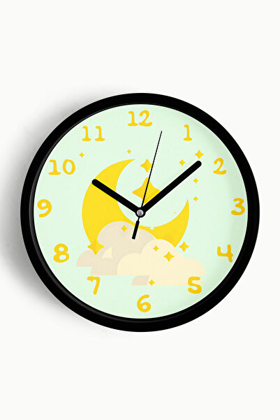 JHAAR Ceas de perete pentru camera copiilor cu design abstract Lună - 42cm - ...