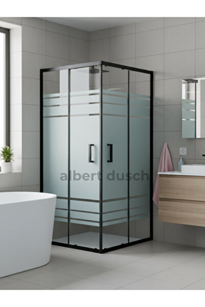 albert dusch Duşakabin Kare Siyah Kumlama Çizgili 5 mm Yükseklik 190cm