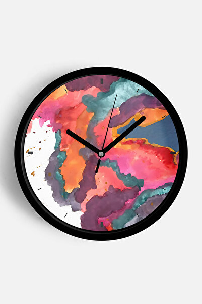 JHAAR ساعة حائط حديثة بتصميم تجريدي - 42 سم - هيكل أسود مع زجاج أمامي - آلية ...