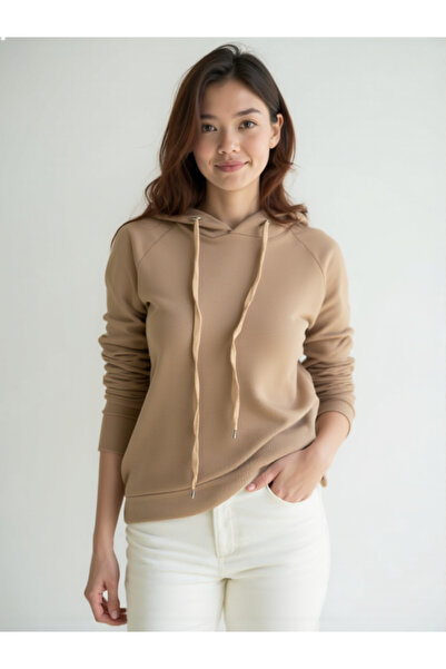 NİSA GİYİM Hooded Cuffed Comfortable Basic Women's Sweatshirt