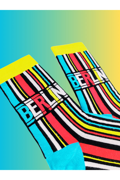 Shuttle Park Special Series Happy Colorful Berlin Lettering Patterned Socks Fun Comfortable Stylish Design Style Socks