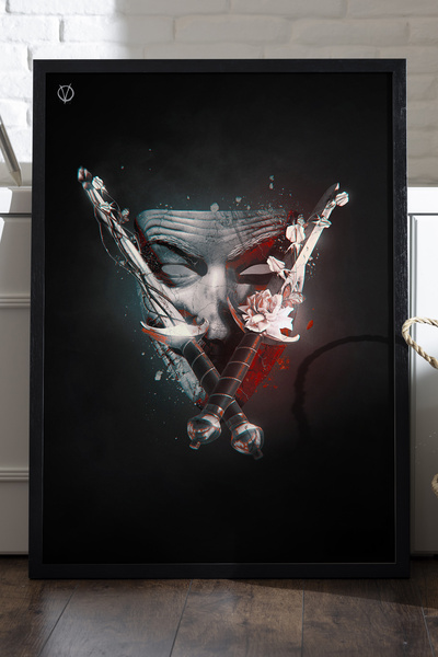 Duvarda V za Vendetu crni drveni poster u okviru, filmska zidna umetnost