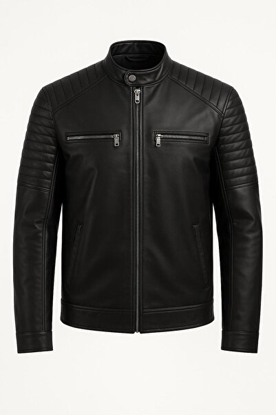 CLASSİCS MEN Delpino Slim Fit Erkek Suni Deri Ceket - 7452