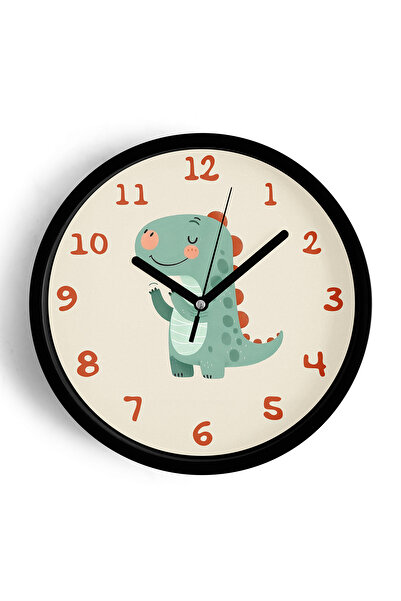 JHAAR Ceas de perete pentru camera copiilor cu dinozauri drăguți - 35 cm - Ca...