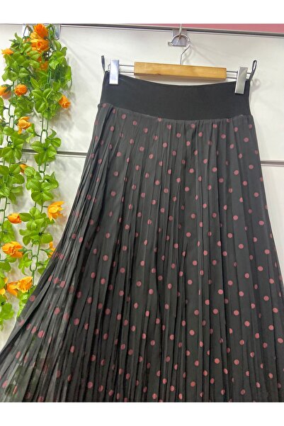 edu collection Polka Dot Chiffon Bohe Bell Skirt with Lining
