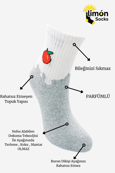 Limon Socks Men's Socks (5 Pairs) Unisex Colorful Washable Model Booties Women's Socks