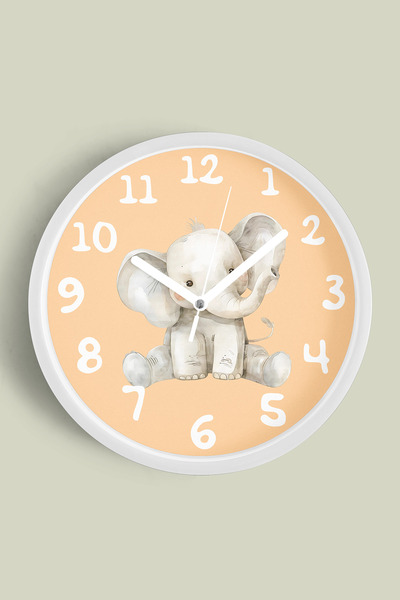 JHAAR Ceas de perete modern pentru camera copiilor cu tematică elefant drăguț...