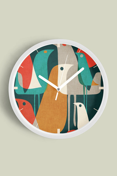JHAAR Abstract - Ceas de perete modern boem - 25 cm - Carcasă albă cu sticlă ...
