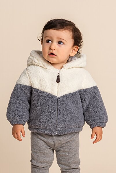 wofım kıds Wofim Plush Coat Cardigan for Baby Girl and Boy with Lining Hooded