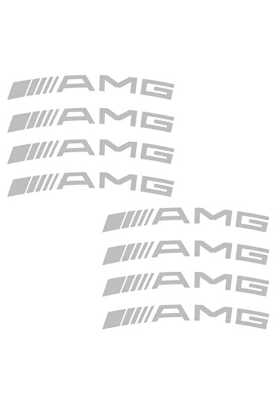 Oracal Set of 8 car tuning stickers for Mercedes AMG, for alloy wheels, durable, white