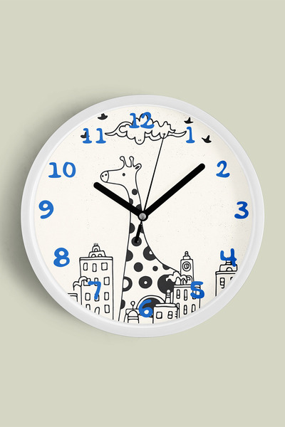 JHAAR Ceas de perete pentru camera copiilor cu ilustrație drăguță cu girafă -...