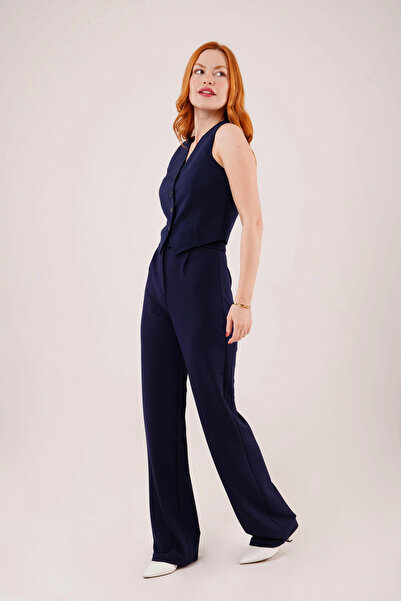 GENCULUS Dark Blue Trousers with Velcro Closure Detail