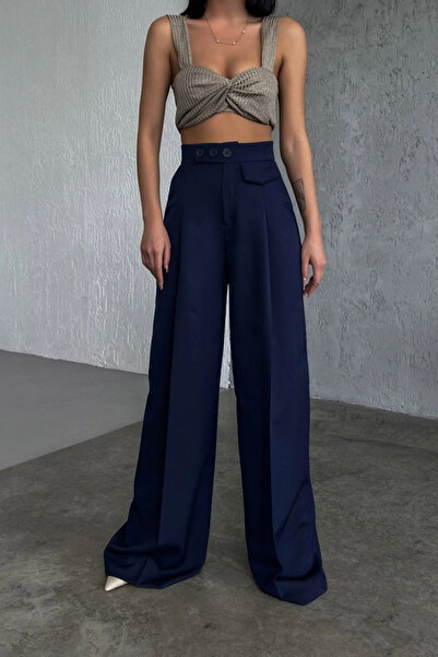 GENCULUS    Three Button Detailed Palazzo Trousers
