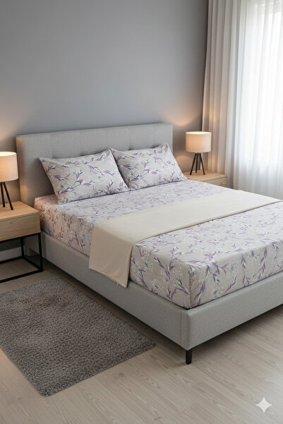 Home طقم ملاءات سرير مزدوجة مرنة كبيرة الحجم (مع غطاءين للوسادة)