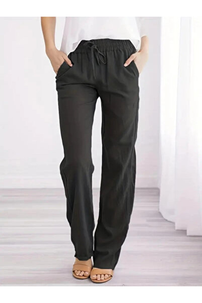 GENCULUS Women's Elastic Waist Linen Trousers