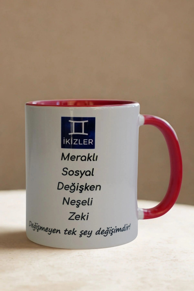 Ahinur Mutfak Gemini Zodiac Porcelain Mug – Curious, Cheerful, Clever and Social Design Mug