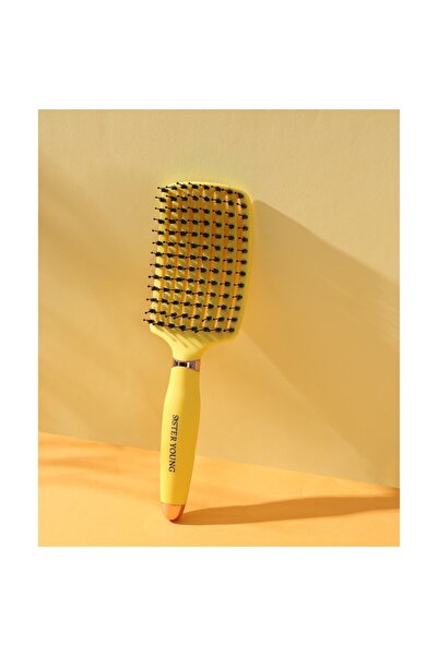 SISTER YOUNG OVIA BV LEMON hairbrush with boar bristles and nylon, ventilated body, ergonomic handle