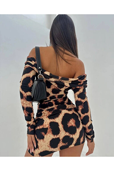 GENCULUS Women's Adonna Endil Collar Leopard Pattern Ini Dress