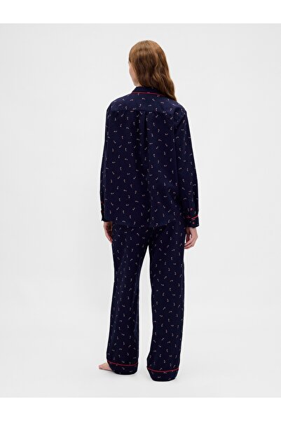 GAP Kadın Lacivert Softest Flannel Pijama Takımı