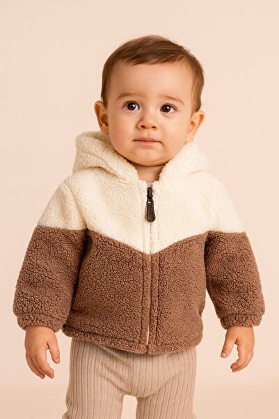 wofım kıds Wofim Plush Coat Cardigan for Baby Girl and Boy with Lining Hooded