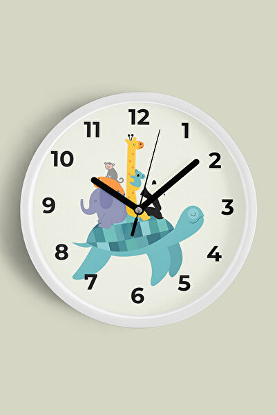 JHAAR Ceas de perete pentru camera copiilor cu design modern Animale drăguțe ...