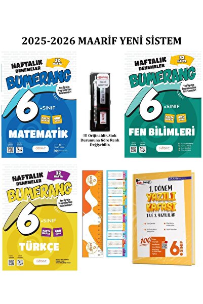 Günay Yayınları 6. Sınıf Bumerang Serisi Matematik-Türkçe ve Fen Bilimleri 32...