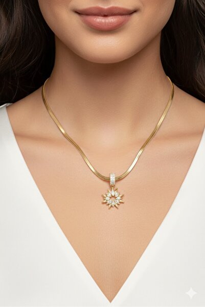 Dorvina Steel women's necklace with zircon stone star model gold color 316l tarnish free |   Stylish and durable jewelry