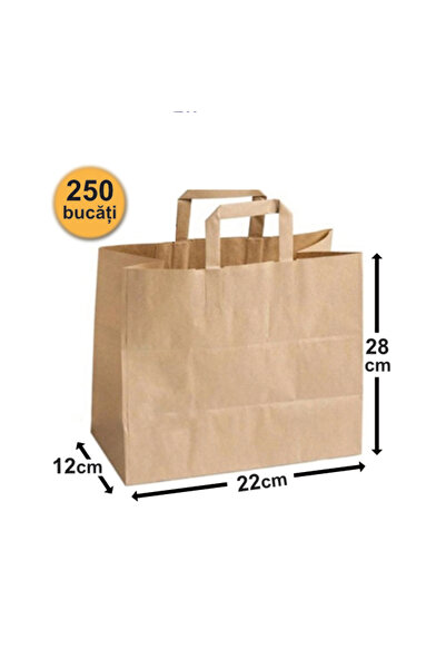 OEM Set of 250 Paper Bags 22x12x28 cm, Kraft, Flat Handle