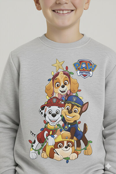 LİTTLE TORTOİSE Boy's Christmas New Year Printed 3 Thread Fleece-Lined Winter Sweatshirt / Tracksuit Set