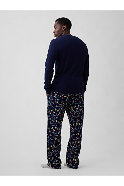 GAP Erkek Koyu Mavi Relaxed Flannel Pijama Altı