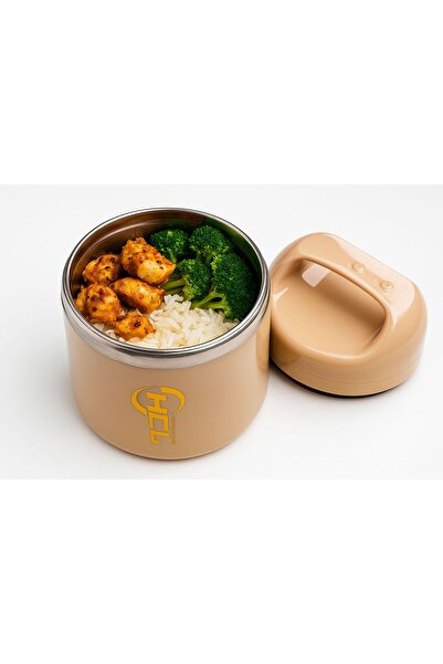 OEM Beige Thermal Casserole 630 ml with Stainless Steel Interior – Thermal Lunch Box for Hot or Cold Food