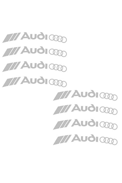 Oracal Set of 8 car tuning stickers for Audi RS S-line, for alloy wheels, durable, gray