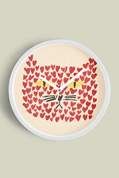 JHAAR Ceas de perete modern cu tematică pisici drăguțe - 42 cm - Carcasă albă...